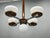 Czech Art Deco Chrome and Opaline Glass Chandelier in Walnut, 1930s For Sale - Image 4 of 17
