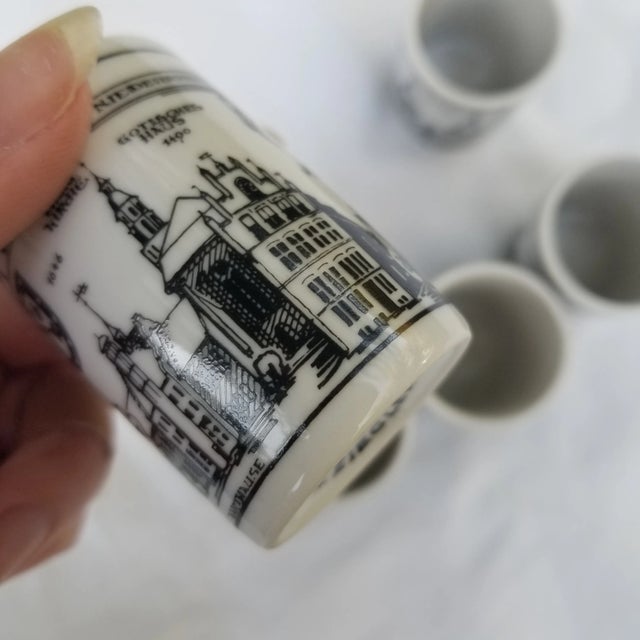 English Set of 5 W. Ziegler Xantan Cityscape Shot Glasses, 1960s For Sale - Image 3 of 4