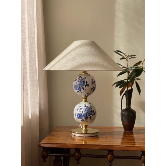 Mid-Century Modern Large Table Lamp in Glass, White & Blue from Stilarmatur, 1960s For Sale - Image 3 of 3
