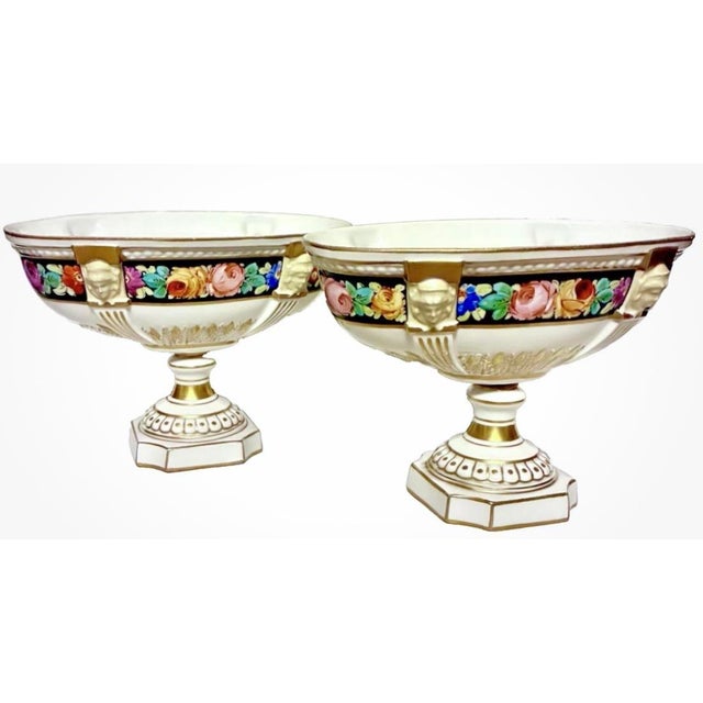 For your consideration are an exquisite pair of French porcelain Ferdinand Bing & Co. pedestal tazzas. Dating to the...