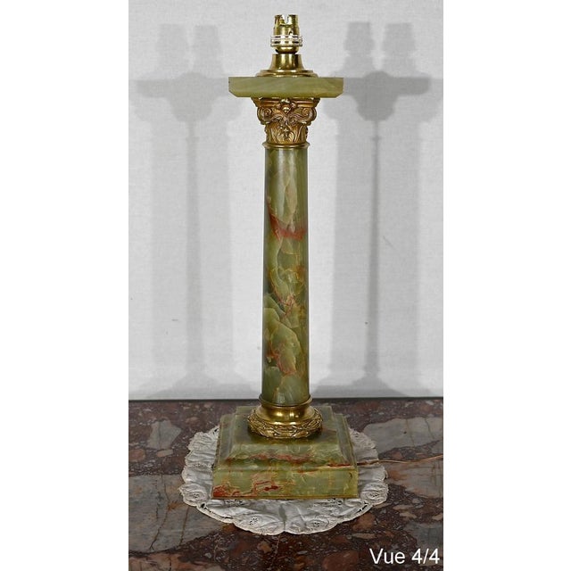 Early 20th Century Empire Column Lamp in Green Onyx For Sale - Image 11 of 17