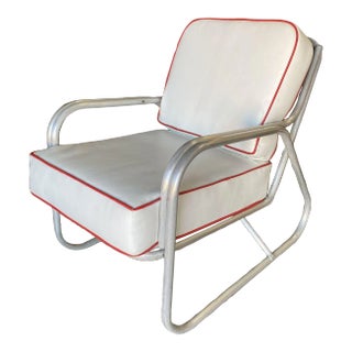 Aluminum Patio/Outdoor Mid-Century Lounge Chair With Speed Arms For Sale