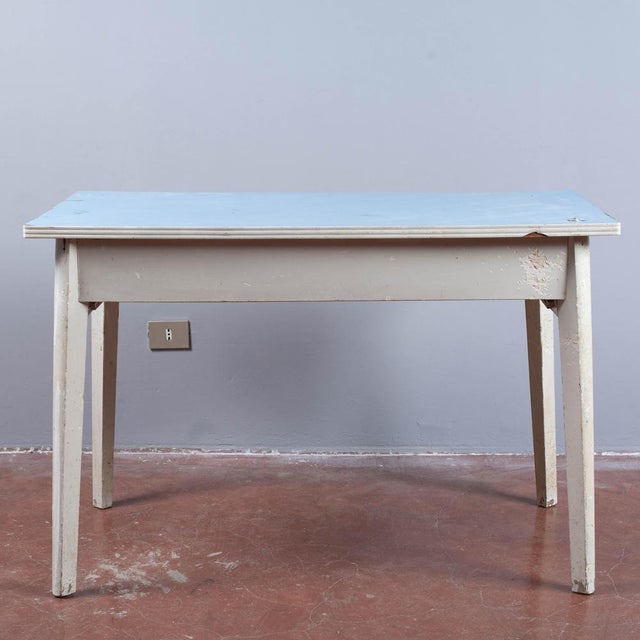 Vintage Dining Table in Wood & Metal For Sale - Image 4 of 9