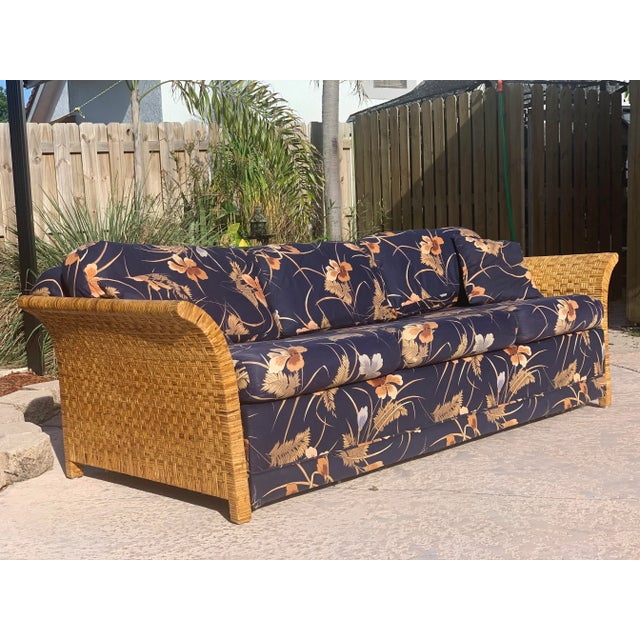 Vintage Coastal Wicker Rattan Sleeper Sofa Chairish