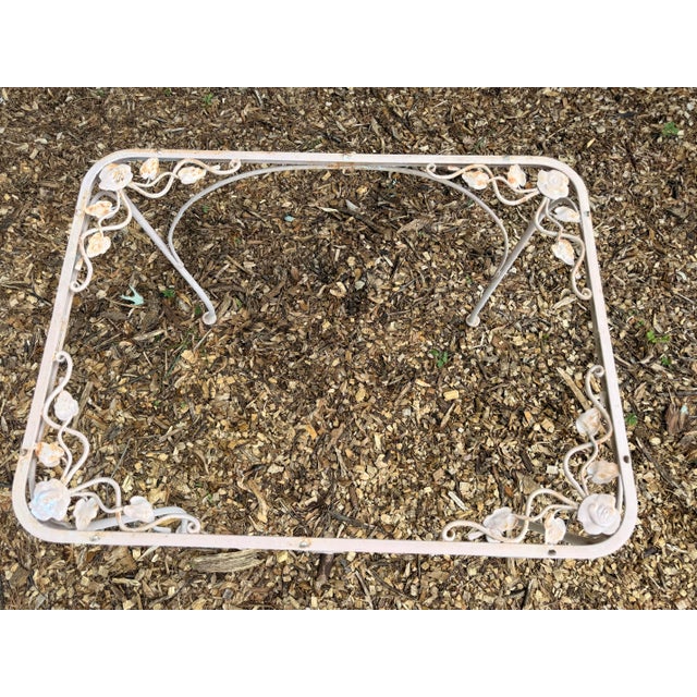 Vintage Woodard Chantilly Rose Wrought Iron Patio Table & Chairs - 3 Pieces For Sale - Image 11 of 12