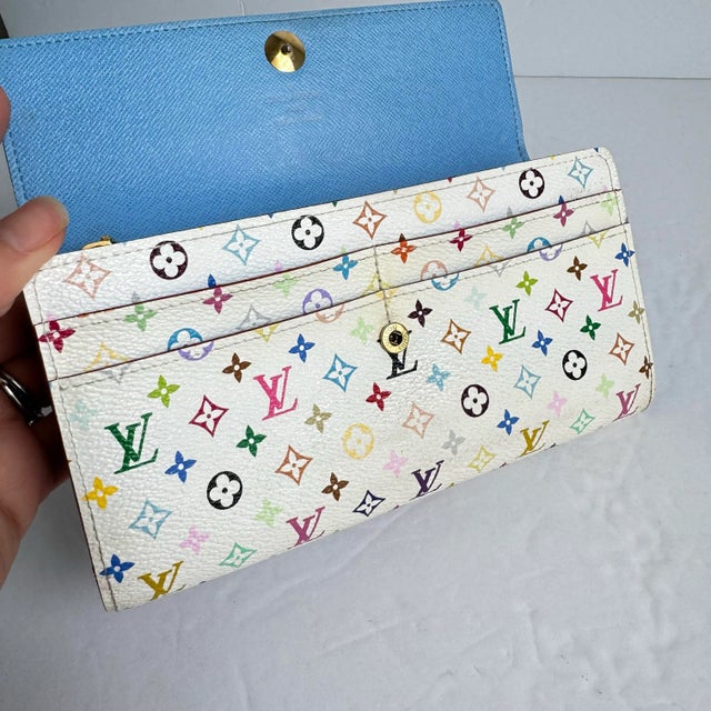 Louis Vuitton Multicolor Sarah Wallet Takashi Murakami Blanc White Vintage Y2k For Sale - Image 11 of 12