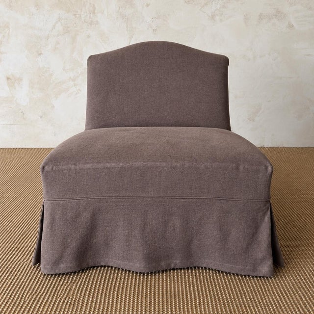 Kosa Armless Chair Slip Covered in 100% Pure Belgian Linen- Bark For Sale - Image 4 of 8