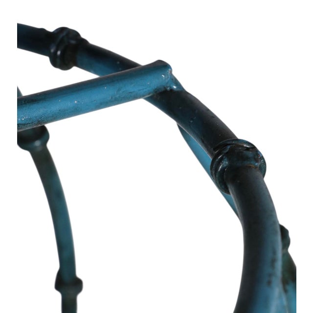 Lightolier Mid 20th Century Mid Century Modern Faux Bamboo Metal Cage Chandelier With Ball Center Globe For Sale - Image 4 of 12