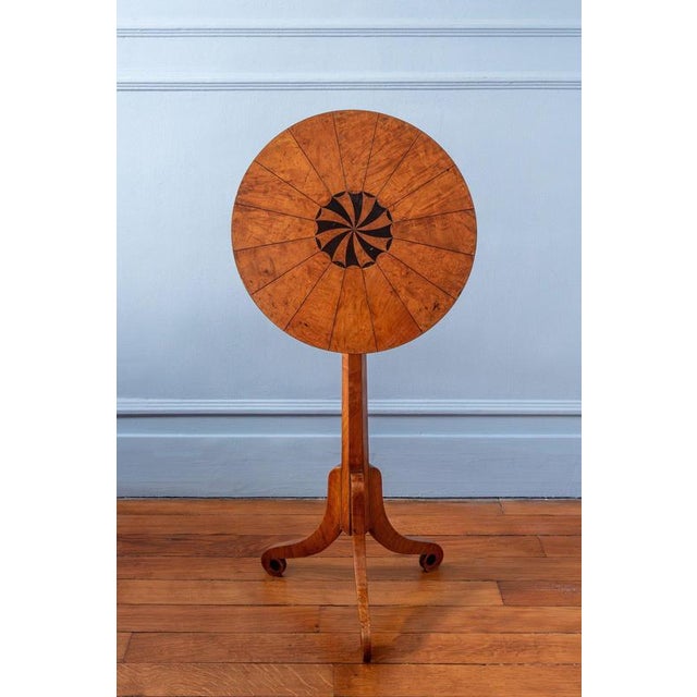 Biedermeier Style Figured Wood Tilt-Top Table For Sale - Image 4 of 11
