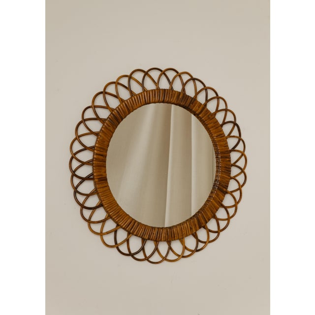 Mid 20th Century Italian Rattan Mirror For Sale - Image 4 of 4