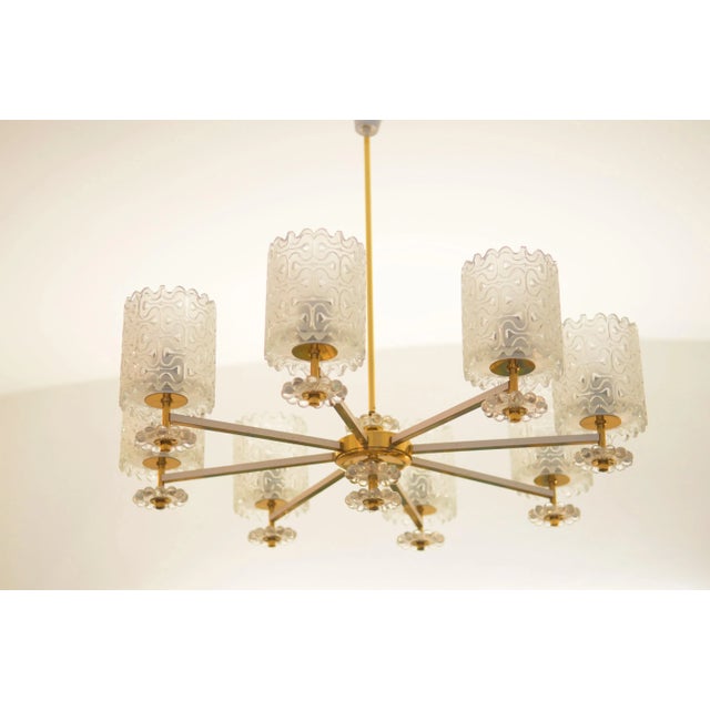 Vintage Brass and Glass Chandelier from Austria, 1970s For Sale - Image 10 of 10