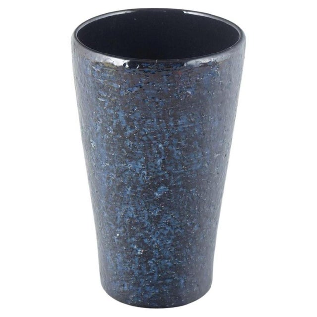 1960s Vintage Cylindrical Stoneware Vase with Dark Blue Glaze by Ingrid Atterberg and Upsala-Ekeby, 1960s For Sale - Image 5 of 5