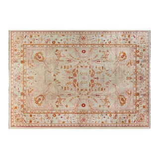 Antique Turkish Oushak Rug  Botanical Elegance in Soft Pastels For Sale