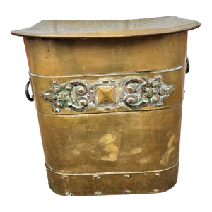 Early 20th Century Art Deco Brass Fireplace Fuel Bucket