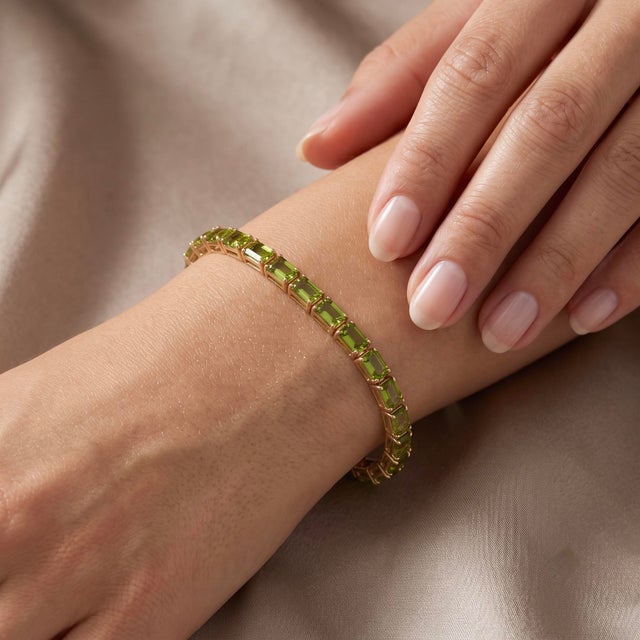 Not Yet Made - Made To Order Classic Peridot Gemstone Tennis Bracelet | 925 Silver August Birthstone Bracelet for Woman For Sale - Image 5 of 6