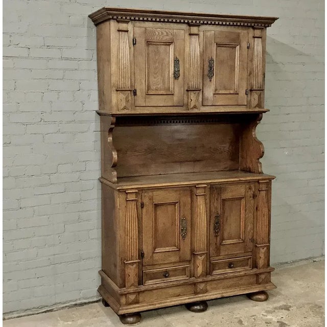 18th Century Rustic Dutch Stripped Oak Two-Tiered Buffet For Sale In Dallas - Image 6 of 13