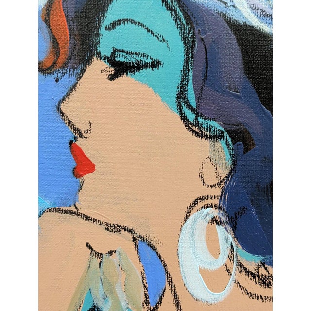 Contemporary Isaac Maimon, Cabaret, Huge Original Painting on Canvas, Hand Signed, 45 X 63 In. Stretched For Sale - Image 3 of 4