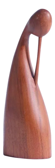 Hand Carved Walnut Sculpture in the Form of a Female Figure