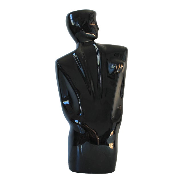 Vintage Postmodern Black Ceramic Figure For Sale