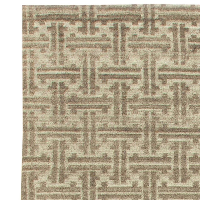 Modern Terra Beige and Brown Hand-Knotted Wool Rug by Doris Leslie Blau For Sale - Image 4 of 5