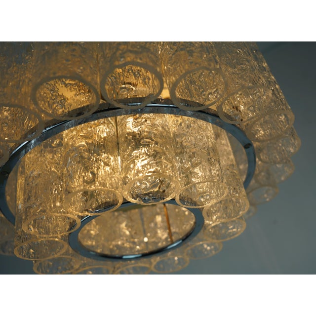 Mid-Century Ice Glass 3-Tier Chandelier with 45 Glass Tubes from Doria Leuchten, 1960s For Sale - Image 13 of 17