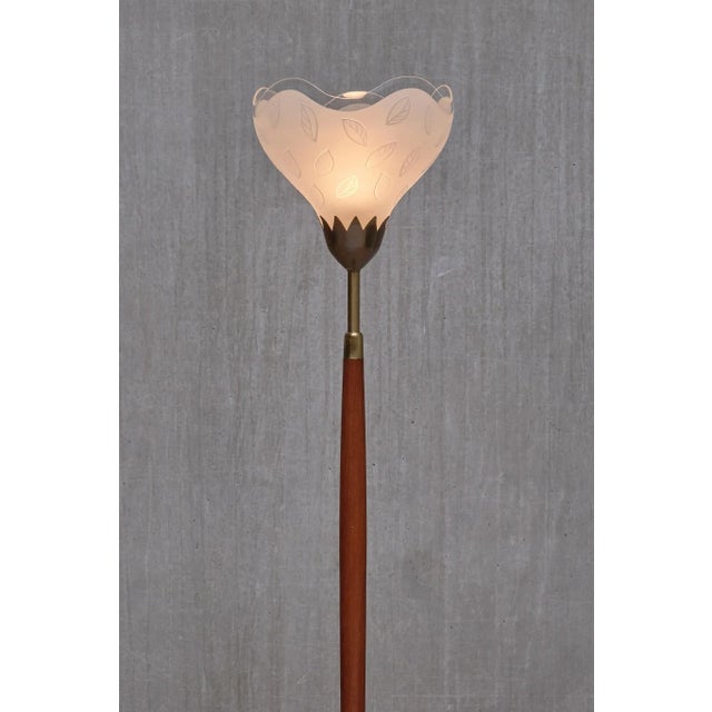 This very rare floor lamp was designed by carl fagerlund and produced by ab orrefors glasbruk in sweden in the 1950s. The...