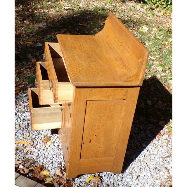 Antique Oak Chest Commode Washstand Dry Sink Country Farmhouse Cabinet For Sale - Image 9 of 18