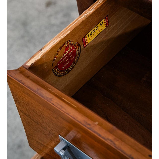 1960s 1960s Mid Century Modern Cabinet Dresser 2 Drawer Walnut Chest Danish Tung Si Vintage For Sale - Image 5 of 12