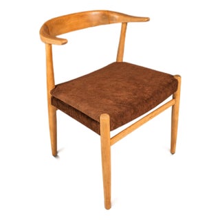 Rare Mid-Century Scandinavian Modern "Horn" Desk / Accent Armchair in Beech & Suede Attributed to Folke Ohllson for Dux, Sweden, C. 1950s For Sale