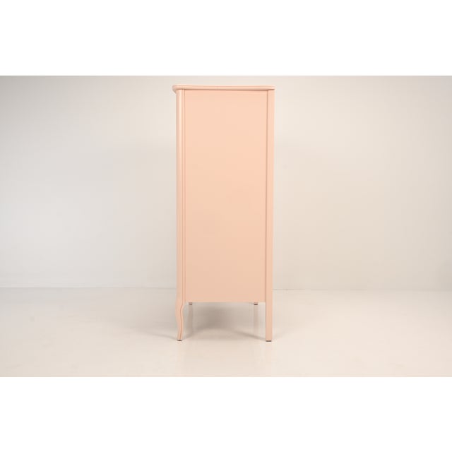 West Michigan Furniture French Provincial Louix XV Style Pink Highboy Dresser | Newly Refinished For Sale - Image 14 of 16