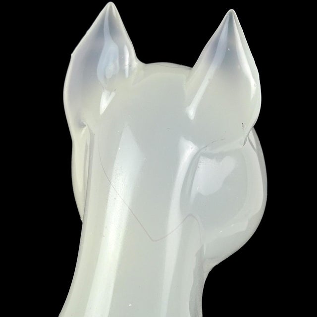 Vintage Seguso Murano 1950s Opalescent Alabastro White Italian Art Glass Mid Century Cat Kitten Sculpture For Sale - Image 10 of 10