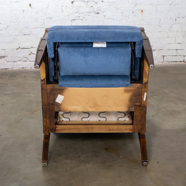 Mid to Late 20th Century Neoclassic Reclining Armchair Blue Chenille Fabric by Burris Industries For Sale - Image 12 of 18