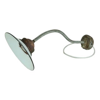 White Enameled Metal Garden Light, 1940s For Sale