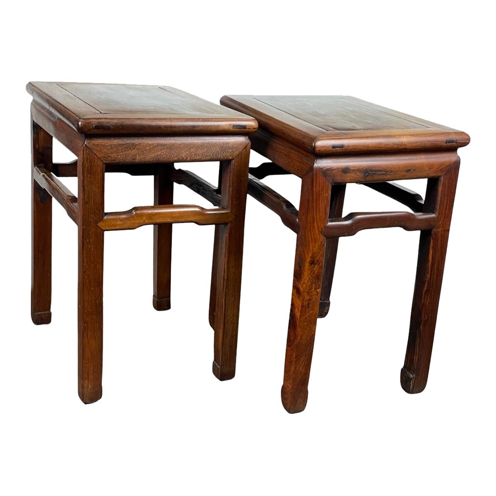 Antique Chinese Tables Hand Carved Hardwood Side Tables a Pair Chairish
