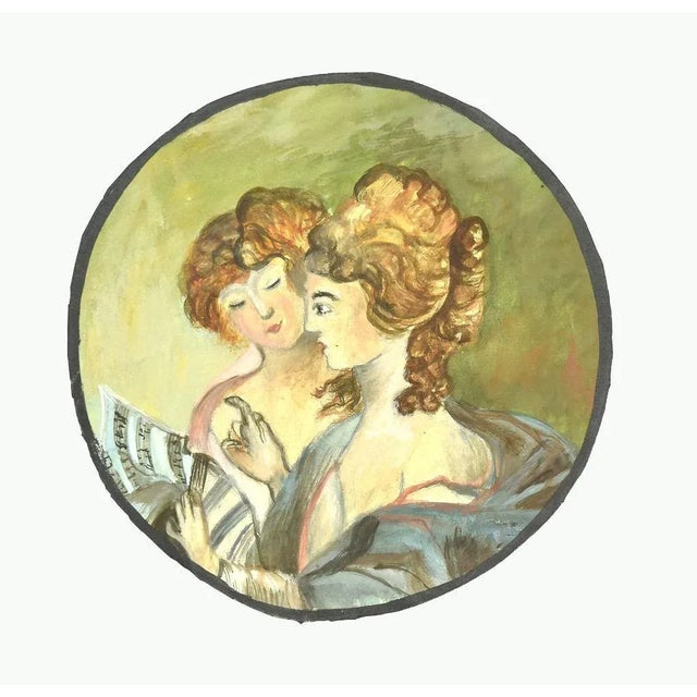 The Two Singers is an original modern artwork realized in the 1926 by a French artist. Original Gouache on paper. hand-...