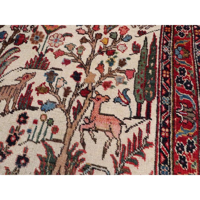 Rustic Galerie Shabab Collection Mid-20th Century Persian Tabriz Pictorial Throw Rug For Sale - Image 3 of 6