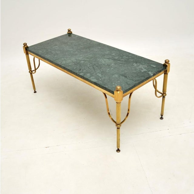 Mid-Century Modern Vintage French Brass and Marble Coffee Table, 1960s For Sale - Image 3 of 9