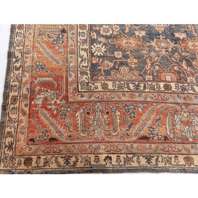 Early 20th Century Fine Antique Persian Malayer Handmade Wool Rug For Sale - Image 5 of 9