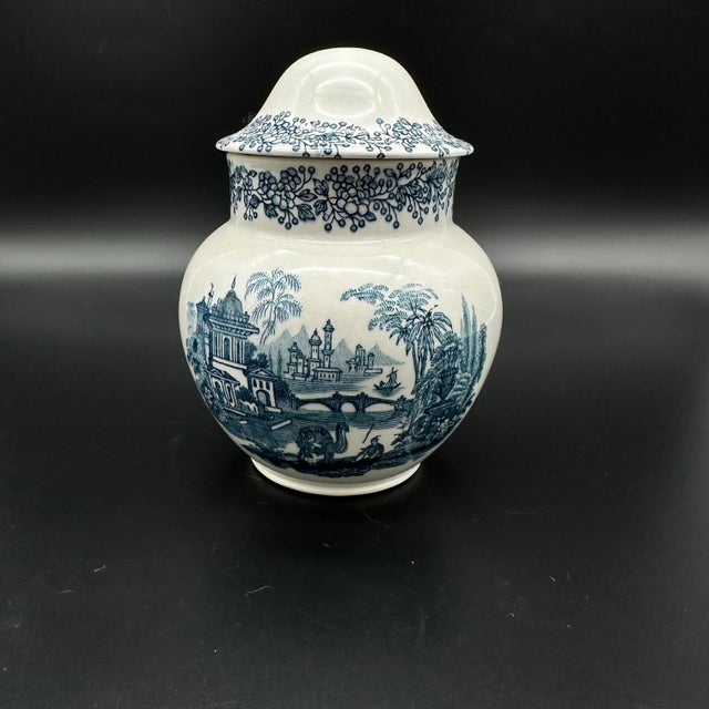 Modern Vintage Blue & White Porcelain Ginger Jar Made in Spain For Sale - Image 3 of 6