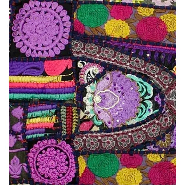 Mid Century Hand Embroidered Vintage Textile Fiber Art Wall Hanging Tapestry For Sale In Tampa - Image 6 of 11