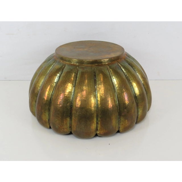 Metal Vintage 1940s Egidio Casagrande Italy Hammered Brass Decorative Bowl or Planter For Sale - Image 7 of 10