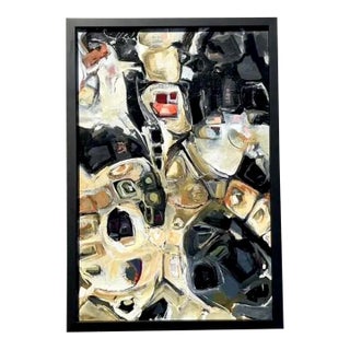 Vintage Original Abstract Oil Painting on Board For Sale