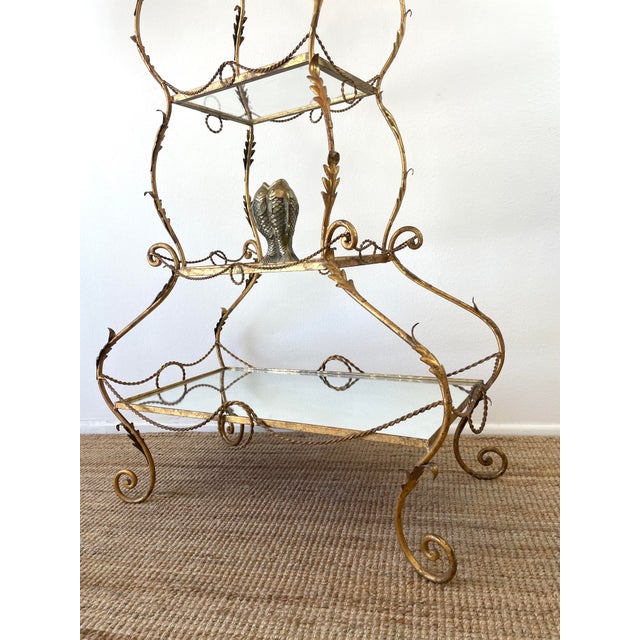 Gold Vintage 1960s Italian Gold Gilt Curvy Tiered 2pc Etagere Shelf For Sale - Image 8 of 17
