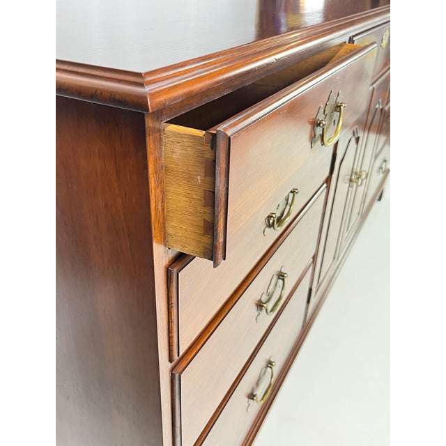 Wood Late 20th Century Henkel Harris Virginia Galleries Solid Wild Black Cherry Triple Dresser For Sale - Image 7 of 18