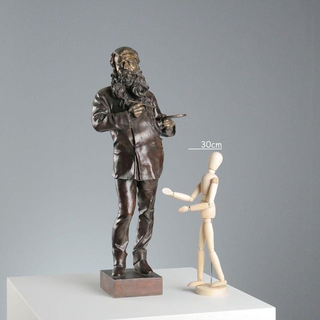 Bronze sculpture depicting "The Painter" by Vincenzo Gemito, Chiurazzi Foundry, Naples. Manufacturer's mark engraved on...