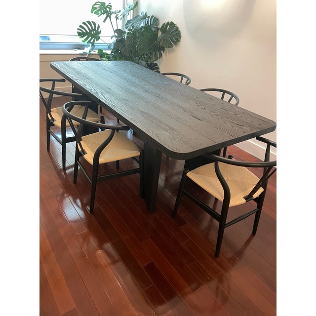 Solid Oak Dining Table. Custom made. The table is ebonized for a beautiful black finish that still shows the wood grain....
