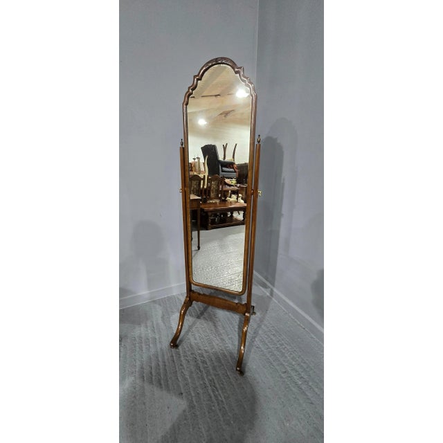 Vintage Walnut Cheval Mirror, 1920 For Sale - Image 6 of 8