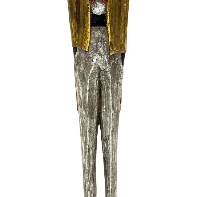 Wood 1980s 7' Ft Tall Hand Carved Wood African Colonial Figure by the Baule Tribe For Sale - Image 7 of 8