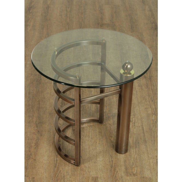 High Quality Vintage Metal Base Side Table with 26 inch Round Glass to by DIA