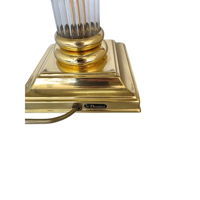 Table Lamp in Glass and Brass from Le Dauphin, France, 1970s For Sale - Image 6 of 13